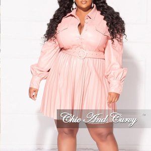 Faux Leather Pleated dress